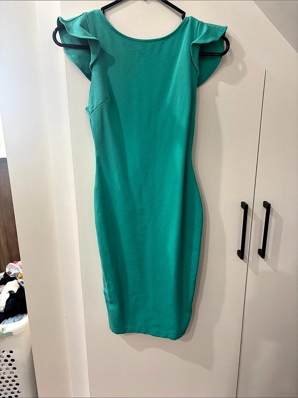 Ruffle Sleeve Midi Dress in Green